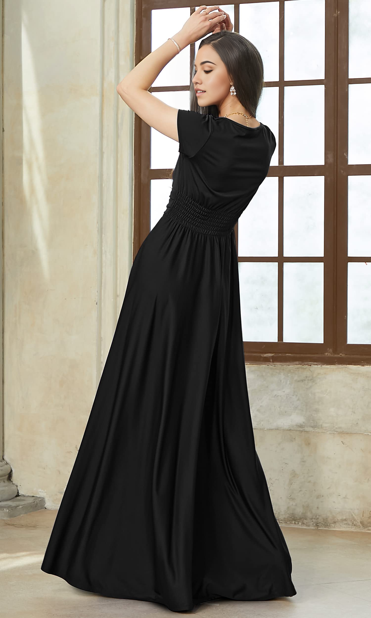 Vestido de noche sexy con escote en V y mangas en forma de A, vestido formal, vestidos de fiesta